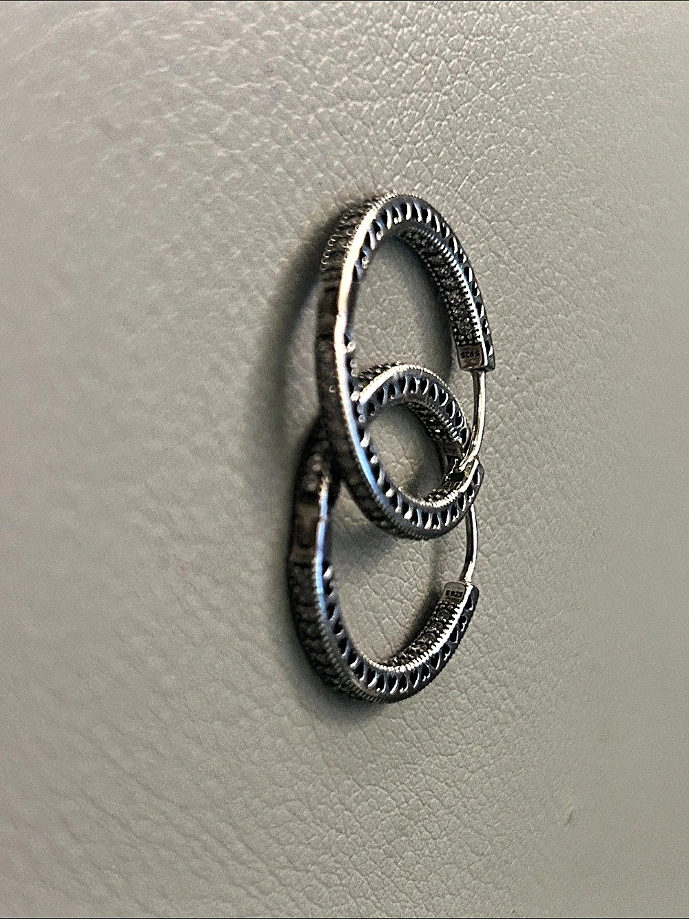 Pandora Pavé Heart Hoop Earrings Silver Heart Cutout Hoop Earrings Like New